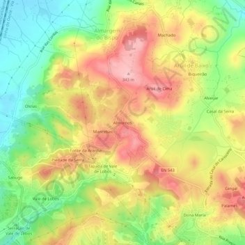 Mappa topografica Almornos, altitudine, rilievo