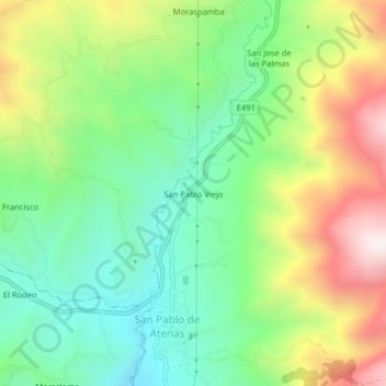 Mappa topografica San Pablo Viejo, altitudine, rilievo