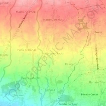 Mappa topografica Natunuan South, altitudine, rilievo
