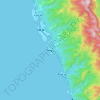 Mappa topografica Libagon, altitudine, rilievo