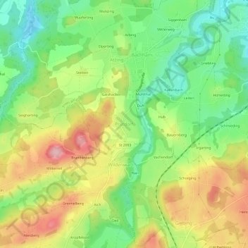 Mappa topografica Prutdorf, altitudine, rilievo