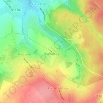 Mappa topografica le Schlossberg, altitudine, rilievo