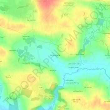 Mappa topografica La Borgnerie, altitudine, rilievo