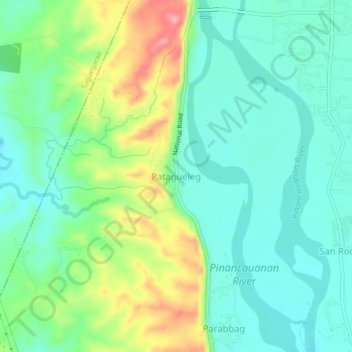 Mappa topografica Patagueleg, altitudine, rilievo