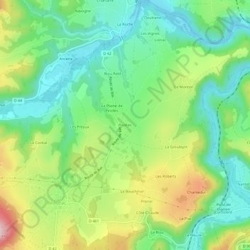 Mappa topografica Pirolles, altitudine, rilievo