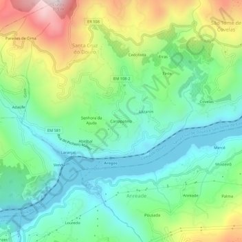 Mappa topografica Carrapatelo, altitudine, rilievo