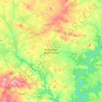 Mappa topografica Reguengos de Monsaraz, altitudine, rilievo
