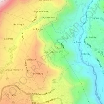 Mappa topografica Ambabaquí, altitudine, rilievo