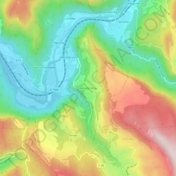 Mappa topografica Mont de l'Ange, altitudine, rilievo
