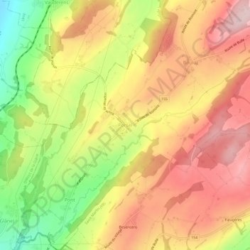 Mappa topografica Porsel, altitudine, rilievo