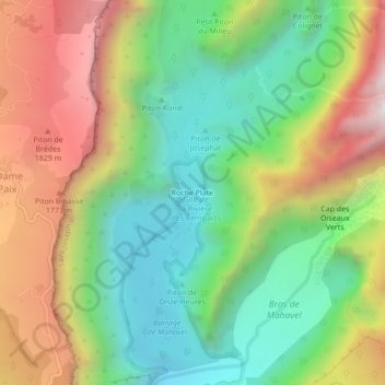 Mappa topografica Roche Plate, altitudine, rilievo