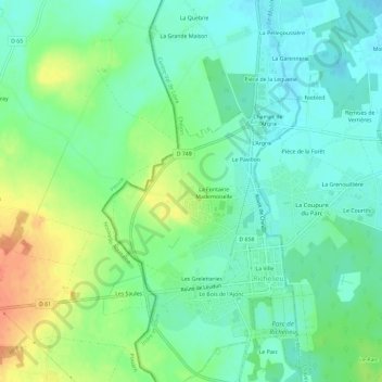 Mappa topografica Le Bas Pôteau, altitudine, rilievo