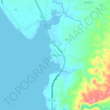 Mappa topografica Lambusan, altitudine, rilievo