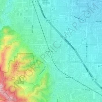 Mappa topografica Seven Springs, altitudine, rilievo