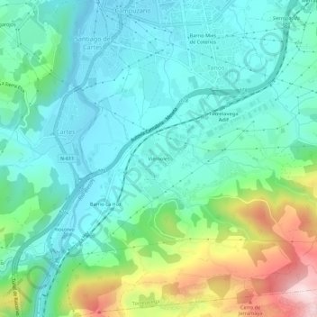 Mappa topografica Viérnoles, altitudine, rilievo