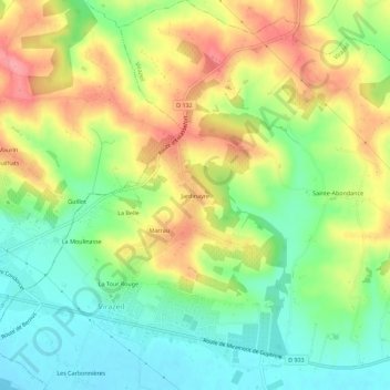 Mappa topografica Jardinayre, altitudine, rilievo