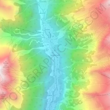 Mappa topografica San Michele, altitudine, rilievo