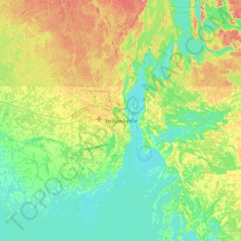 Mappa topografica Yellowknife, altitudine, rilievo