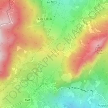 Mappa topografica Passo della Raticosa, altitudine, rilievo