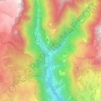 Mappa topografica Giazza, altitudine, rilievo