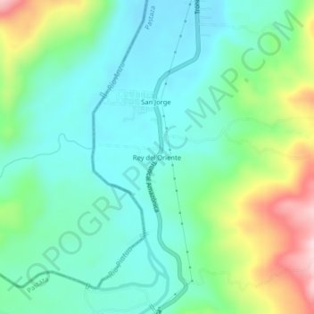 Mappa topografica Rey del Oriente, altitudine, rilievo