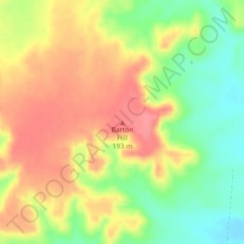 Mappa topografica Barton Hill, altitudine, rilievo