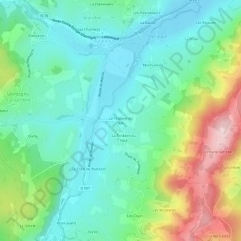 Mappa topografica La Ferdière du Bas, altitudine, rilievo