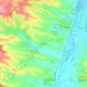 Mappa topografica Saintes, altitudine, rilievo