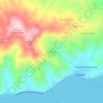 Mappa topografica General, altitudine, rilievo