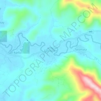 Mappa topografica San Isidro, altitudine, rilievo