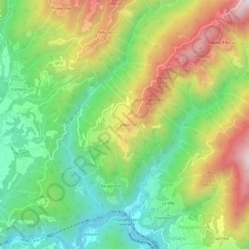 Mappa topografica Sillico, altitudine, rilievo