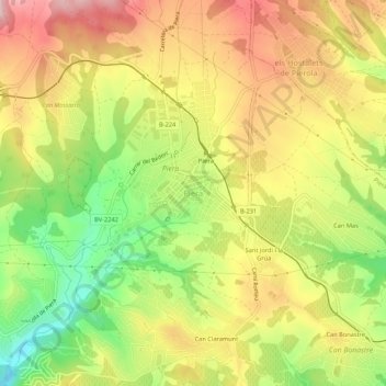 Mappa topografica Piera, altitudine, rilievo