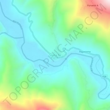 Mappa topografica Santa Fe, altitudine, rilievo