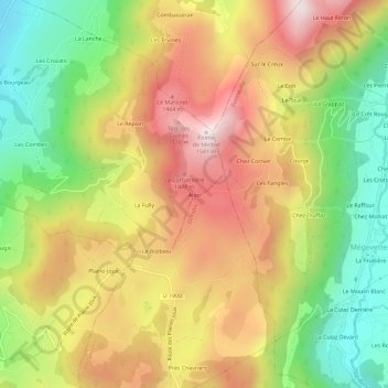 Mappa topografica Ajon, altitudine, rilievo