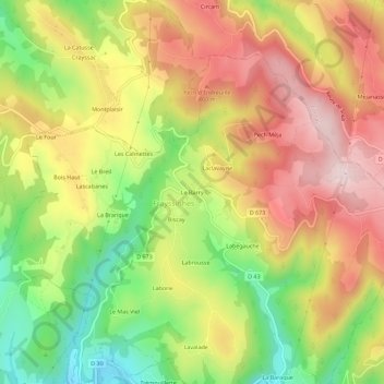 Mappa topografica Le Barry, altitudine, rilievo