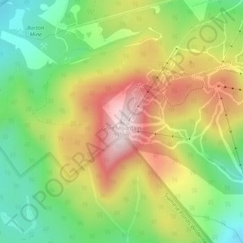 Mappa topografica Gore Mountain, altitudine, rilievo