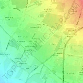 Mappa topografica Santa Ester Oriente, altitudine, rilievo