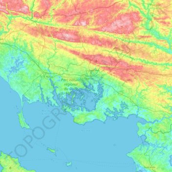 Mappa topografica Vannes, altitudine, rilievo
