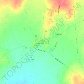 Mappa topografica Pinon, altitudine, rilievo