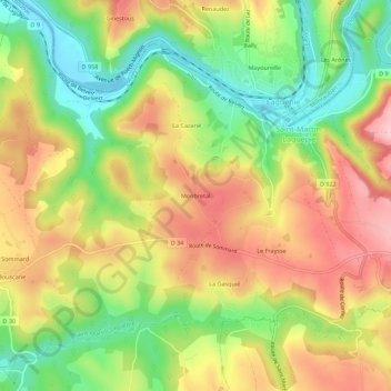 Mappa topografica Monbretal, altitudine, rilievo