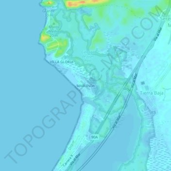Mappa topografica MARLINDA, altitudine, rilievo