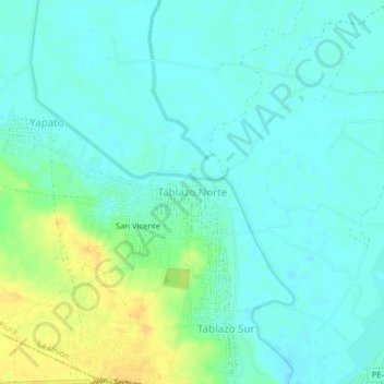 Mappa topografica Tablazo Norte, altitudine, rilievo