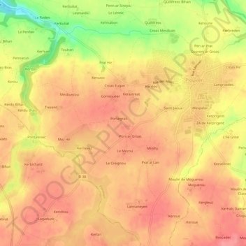 Mappa topografica Keraliou, altitudine, rilievo