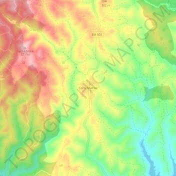 Mappa topografica Corte Malhão, altitudine, rilievo