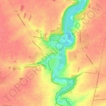 Mappa topografica Méréville, altitudine, rilievo