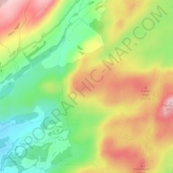 Mappa topografica Yew Bank, altitudine, rilievo