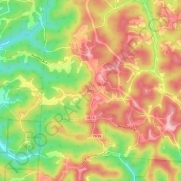 Mappa topografica Dairy, altitudine, rilievo