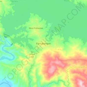 Mappa topografica Pantabangan, altitudine, rilievo