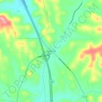 Mappa topografica Beechgrove, altitudine, rilievo