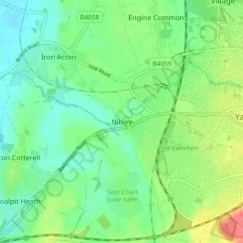 Mappa topografica Nibley, altitudine, rilievo